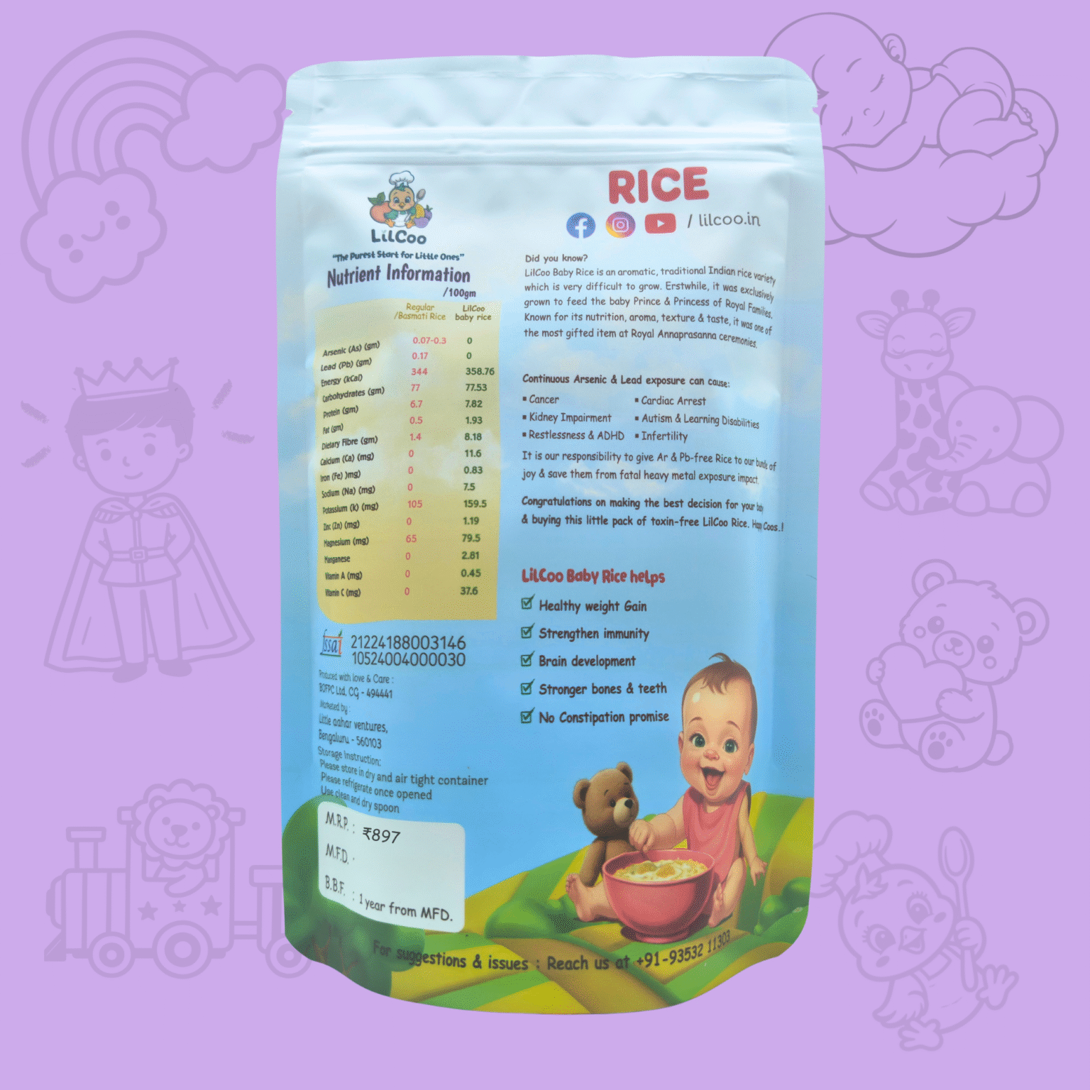 LilCoo Rice for Babies (900 gms) | Organic Baby Food | Safe & Gentle on ...