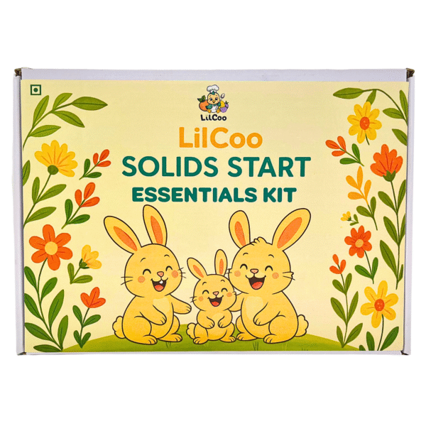 LilCoo Solids Start Essential Kit with FREE Guide to Starting Solids | Rice (900 gms), Moong dal (400 gms), Sprouted Ragi/Nachani Flour (400 gms), Turmeric Powder & Moringa leaf powder combo - Image 3