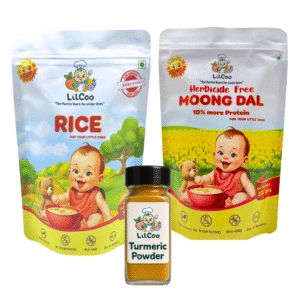 LilCoo Kichidi Kit | LilCoo Arsenic-free Rice (300g) + LilCoo Herbicide free Moong Dal (250g) + LilCoo Turmeric Powder | 100% Pure & Toxic free