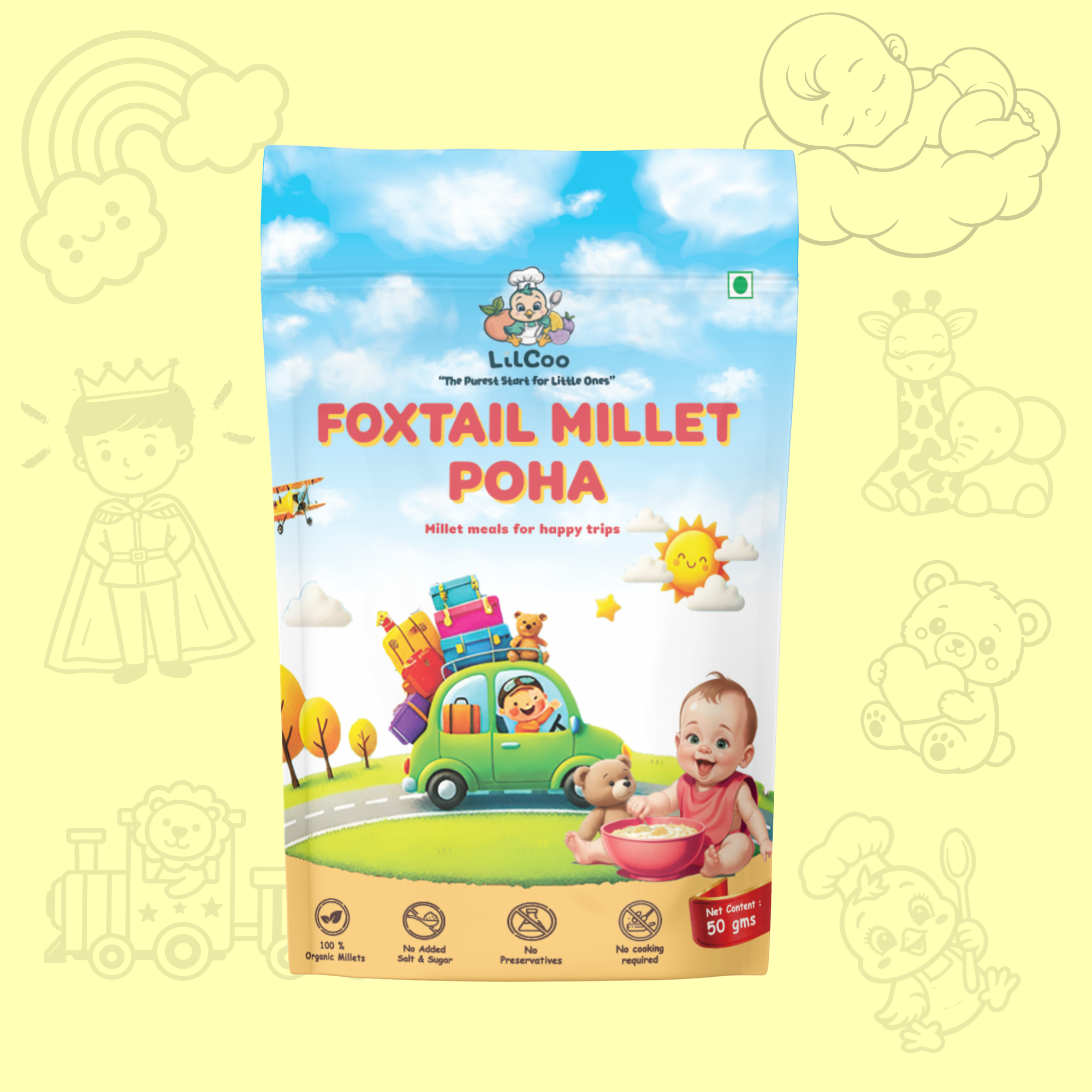LilCoo Foxtail Millet Poha – Organic Thinai/Kangni/Korra Poha (50gms) : Nutrient dense meal for Babies & Toddlers | Age - 2+years