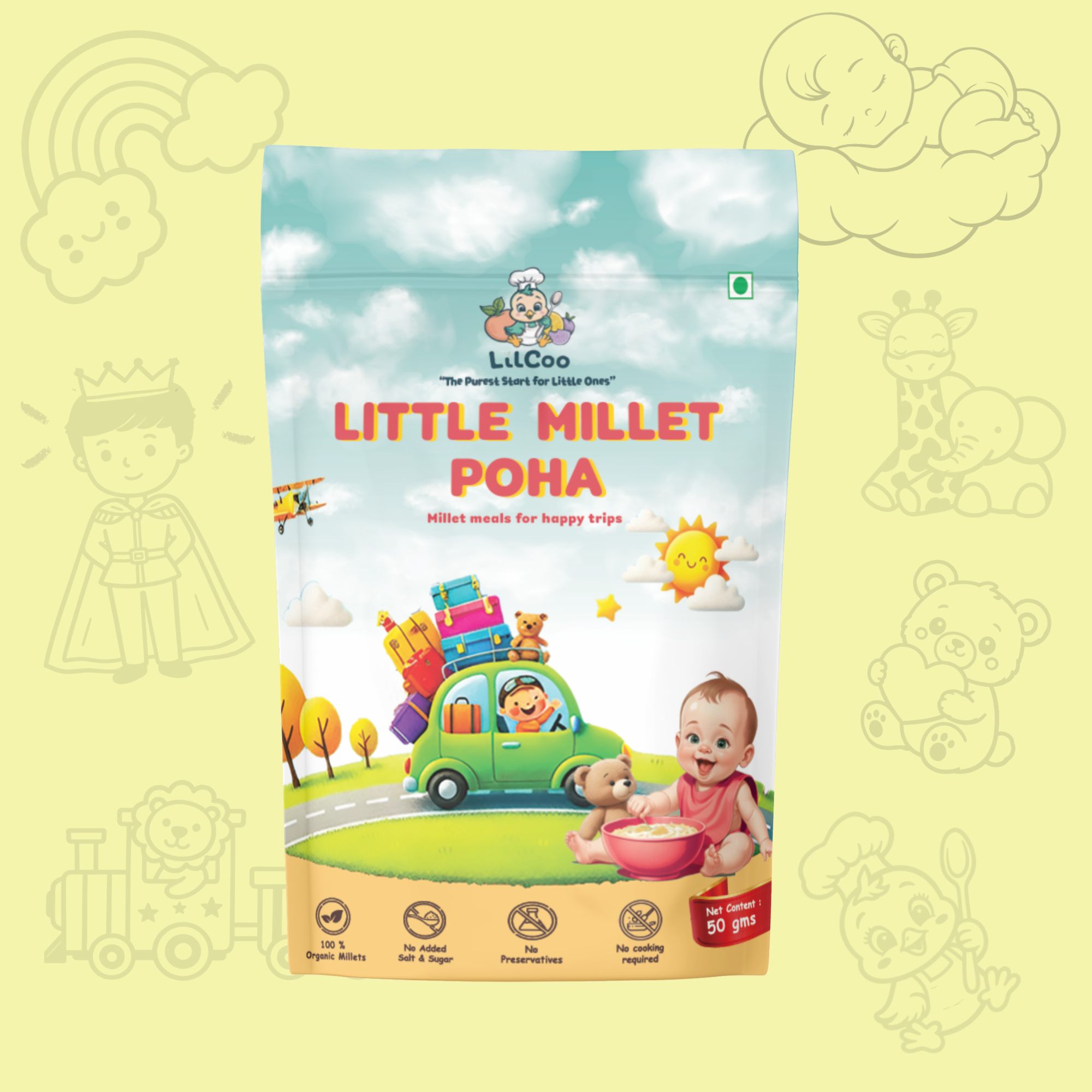 LilCoo Little millet Poha – Organic Samai/Kutki/Sama Poha (50gms) : Protein rich meal for Babies & Toddlers | Age - 2+ yrs