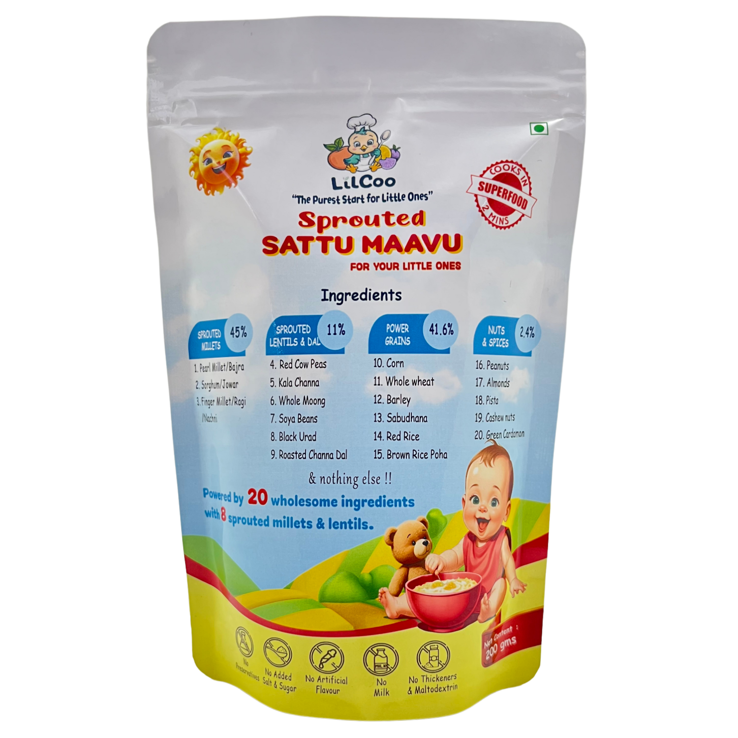 LilCoo Sprouted Sattu Maavu (200 gms)