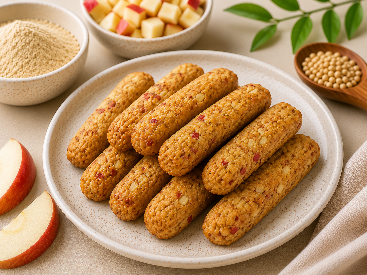 Apple Finger Bites with Sprouted Sattu - Baby Weaning Food