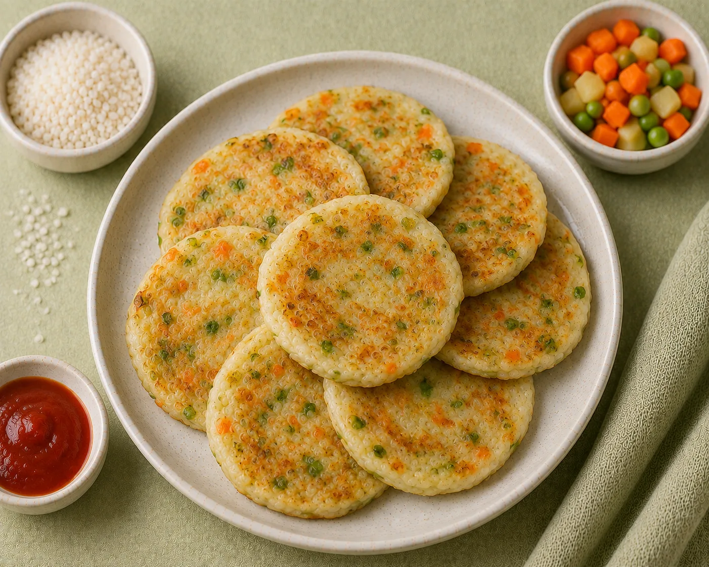 Rice Veg Pancakes - Savoury Pancakes for Kids