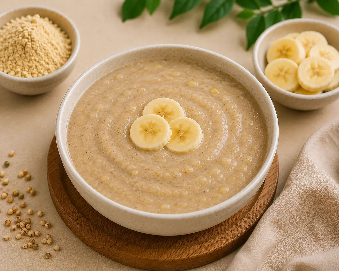 Sprouted Sattu Mavu Banana Porridge - Baby Porridge Recipes