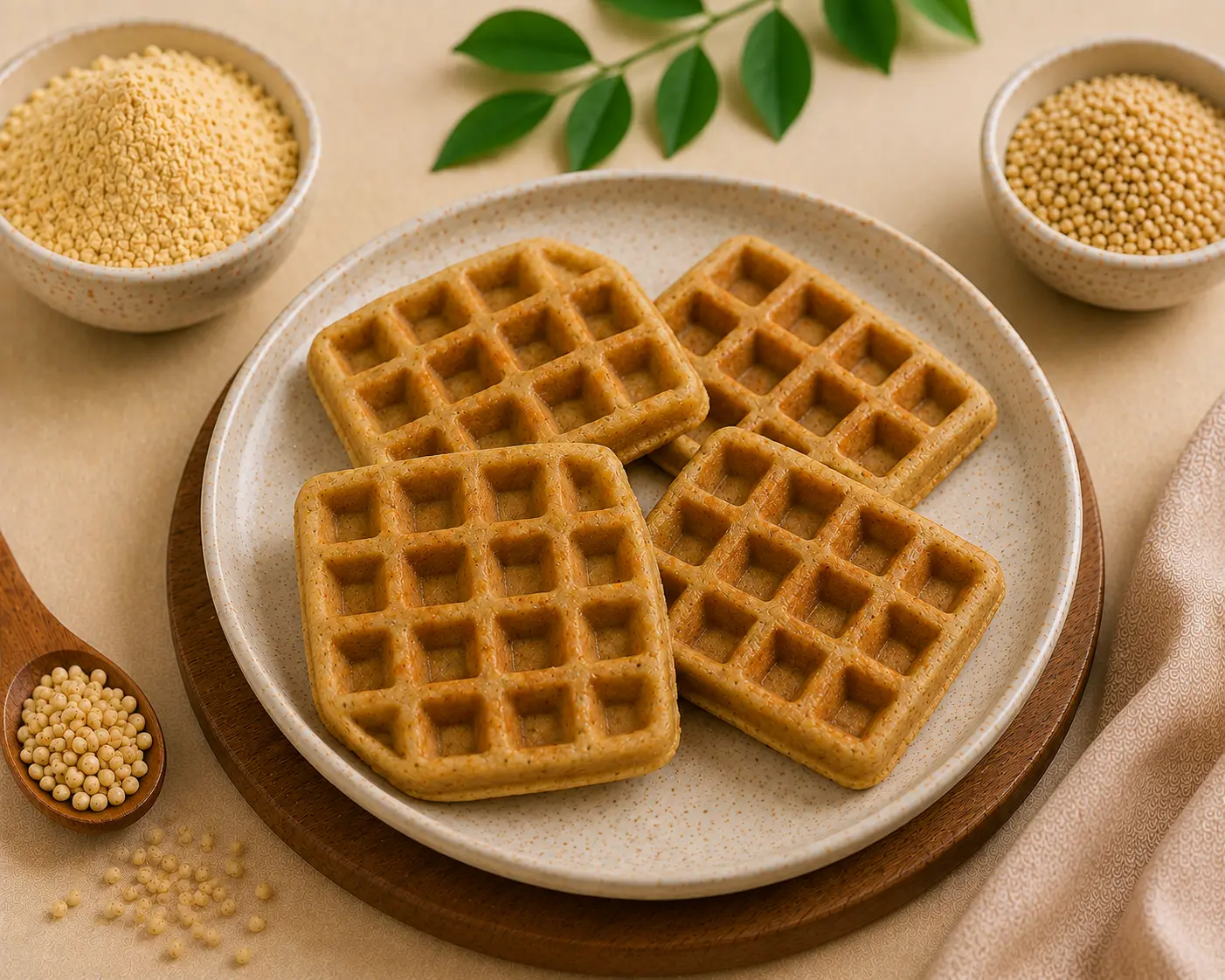 Sprouted Sattu Waffles - Finger Food for Toddlers